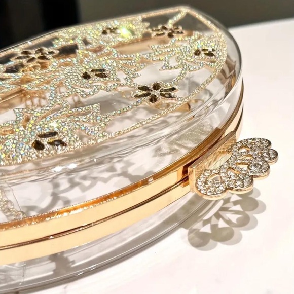 Clear Floral Rhinestones Purse - Picture 7 of 7